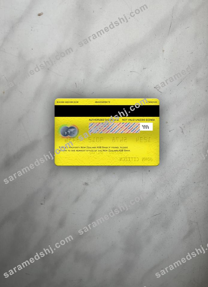 New Zealand ASB Bank mastercard photolook back